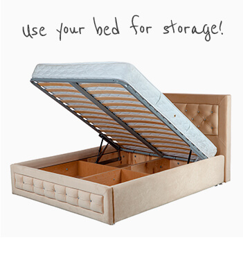 liftable mattress showing storage space underneath
